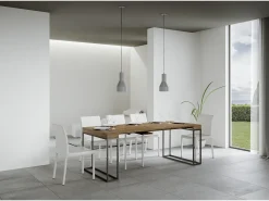 Consola|ITAMOBY Mesa consola extensível 90x40/300 cm Epoca Nogueira quadro Antracite Natural escuro