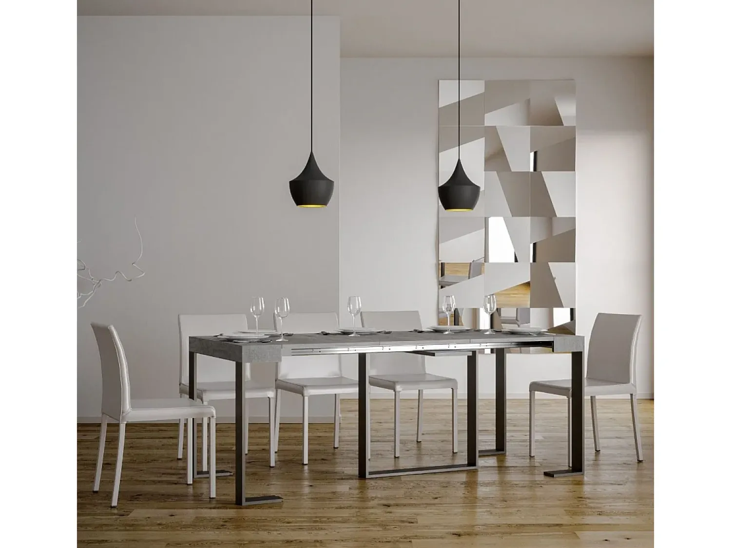 Consola*ITAMOBY Mesa consola extensível 90x40/300 cm Futura Cimento quadro Antracite Cinzento
