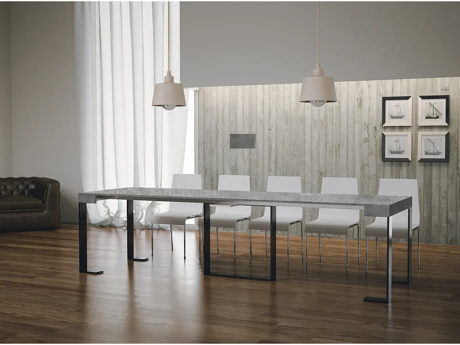 Consola*ITAMOBY Mesa consola extensível 90x40/300 cm Futura Cimento quadro Antracite Cinzento