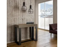 Consola|ITAMOBY Mesa consola extensível 90x40/196 cm Futura Small Nogueira quadro Antracite Natural escuro