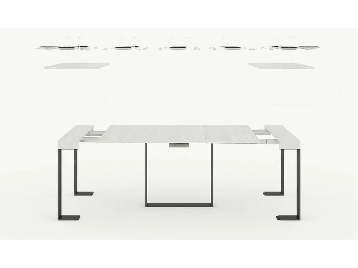 Consola|ITAMOBY Mesa consola extensível 90x40/196 cm Futura Small Nogueira quadro Antracite Natural escuro