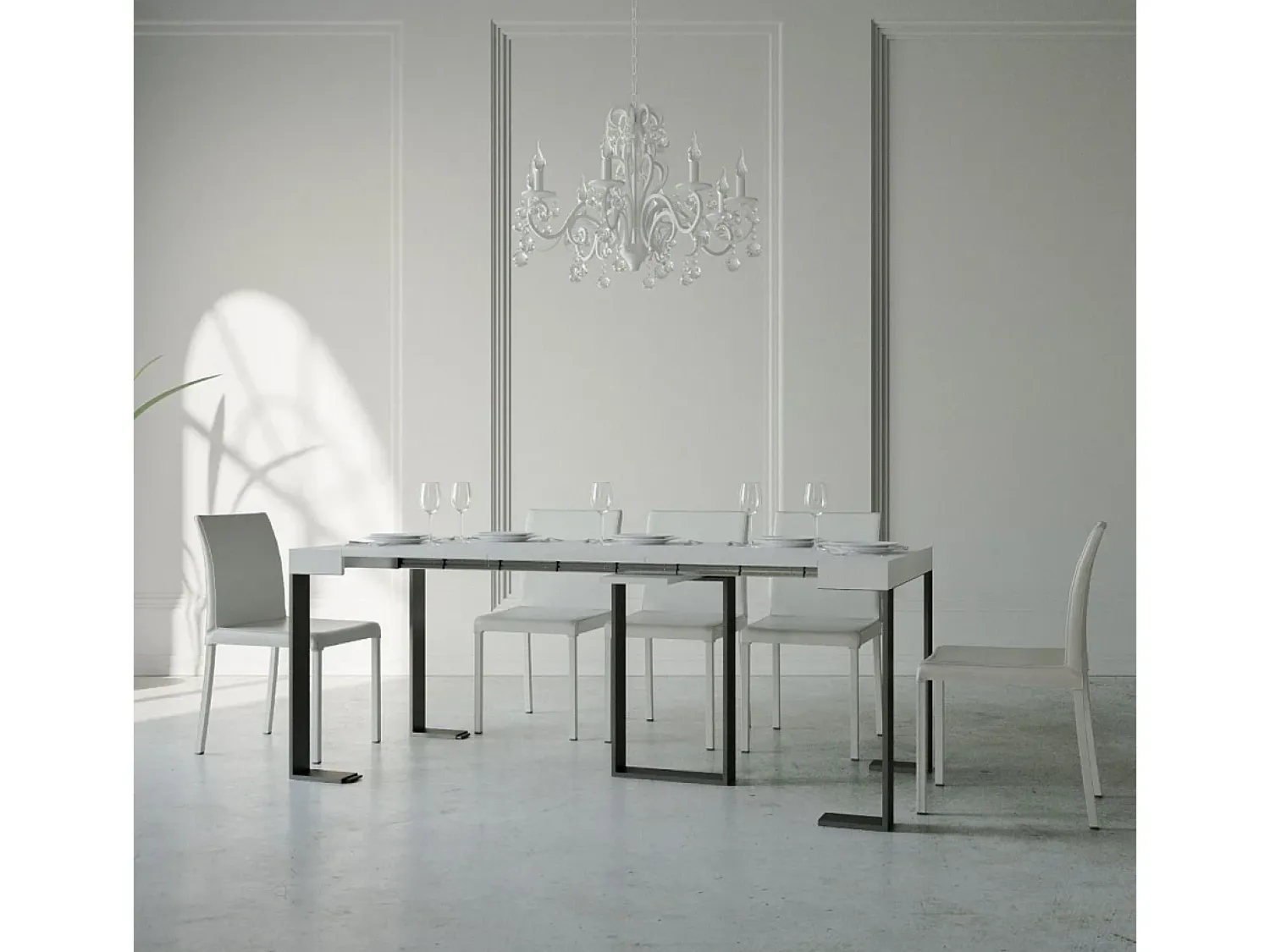 Consola*ITAMOBY Mesa consola extensível 90x40/196 cm Sintesi Small Cinza Branca quadro Antracite Branco