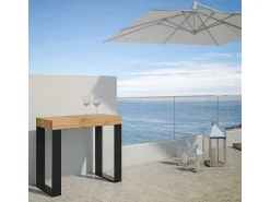 ITAMOBY Mesa consola extensível 90x40/190 cm Tecno Small Premium Abeto tingido quadro Antracite^ Consola