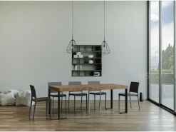 ITAMOBY Mesa consola extensível 90x40/190 cm Tecno Small Premium Abeto tingido quadro Antracite^ Consola