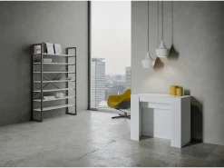 Consola|ITAMOBY Mesa consola extensível 90x48/296 cm Venus Cinza Branca extensões internas Branco