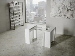 Consola|ITAMOBY Mesa consola extensível 90x48/296 cm Venus Cinza Branca extensões internas Branco