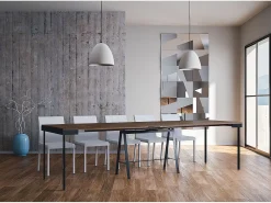 Clearance ITAMOBY Mesa consola extensível 90x40/300 cm Banco Evolution Nogueira quadro Antracite Natural escuro