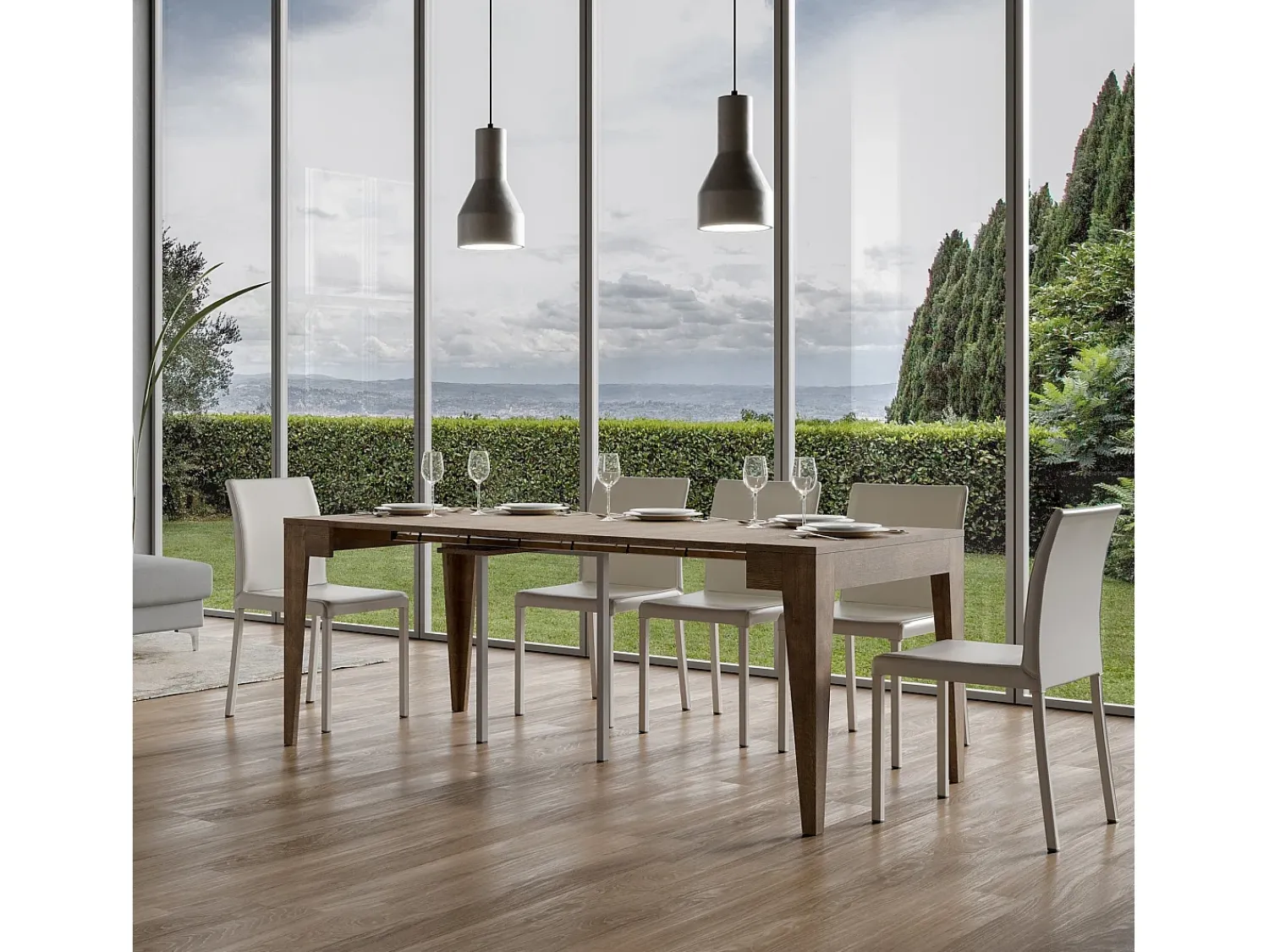 ITAMOBY Mesa consola extensível 90x42/198 cm Isotta Small Nogueira Natural escuro