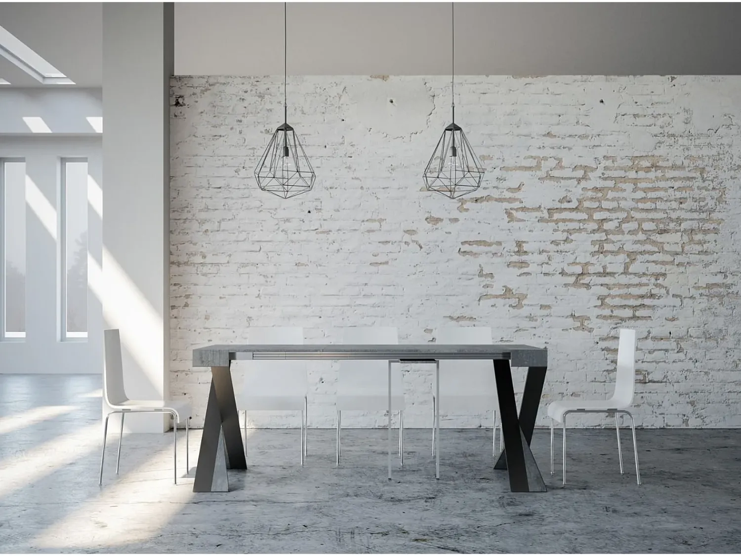 Consola|ITAMOBY Mesa consola extensível 90x40/196 cm Diago Small Cimento quadro Antracite Cinzento