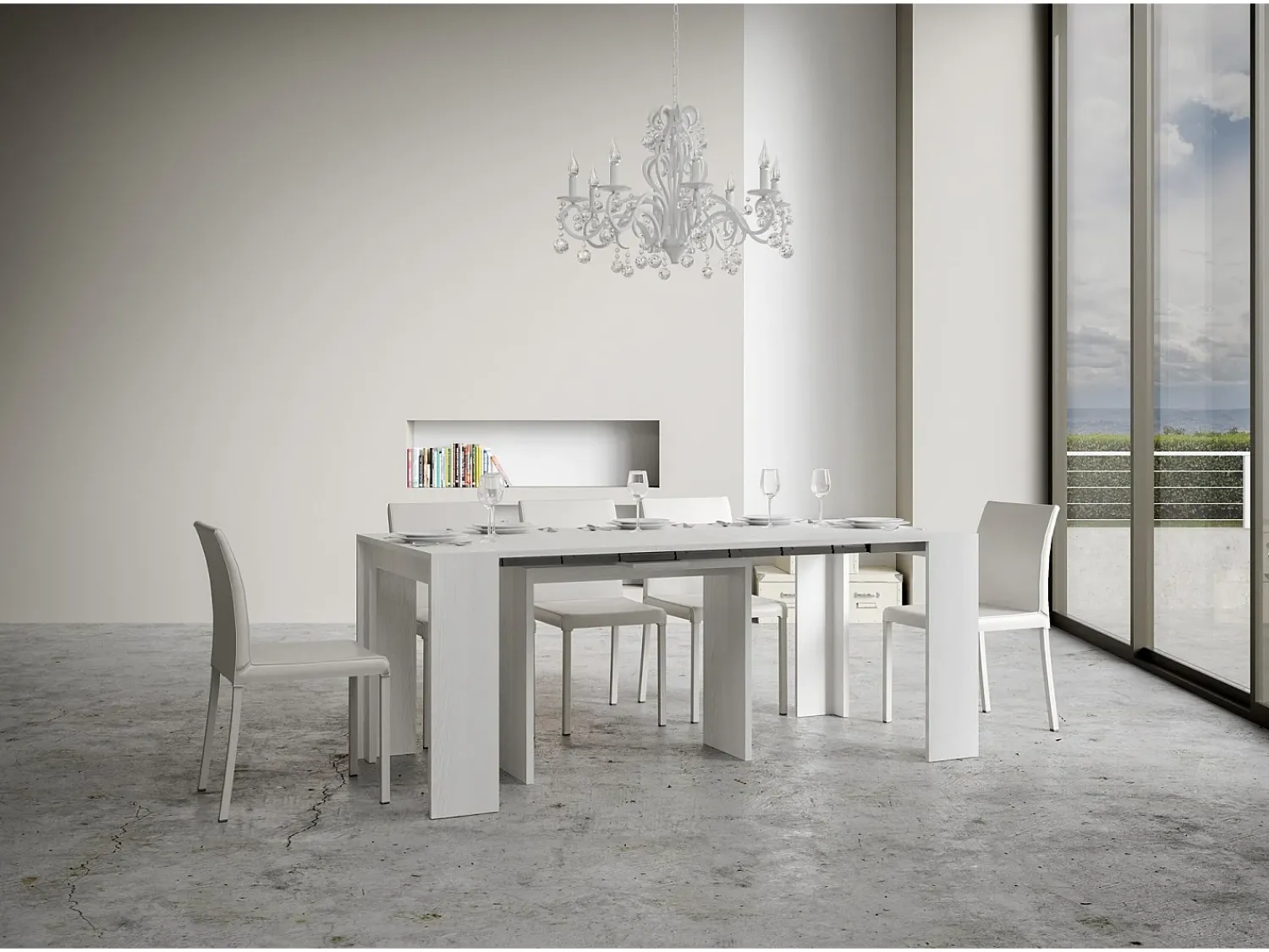 ITAMOBY Mesa consola extensível 90x42/198 cm Mia Small Cinza Branca^ Consola