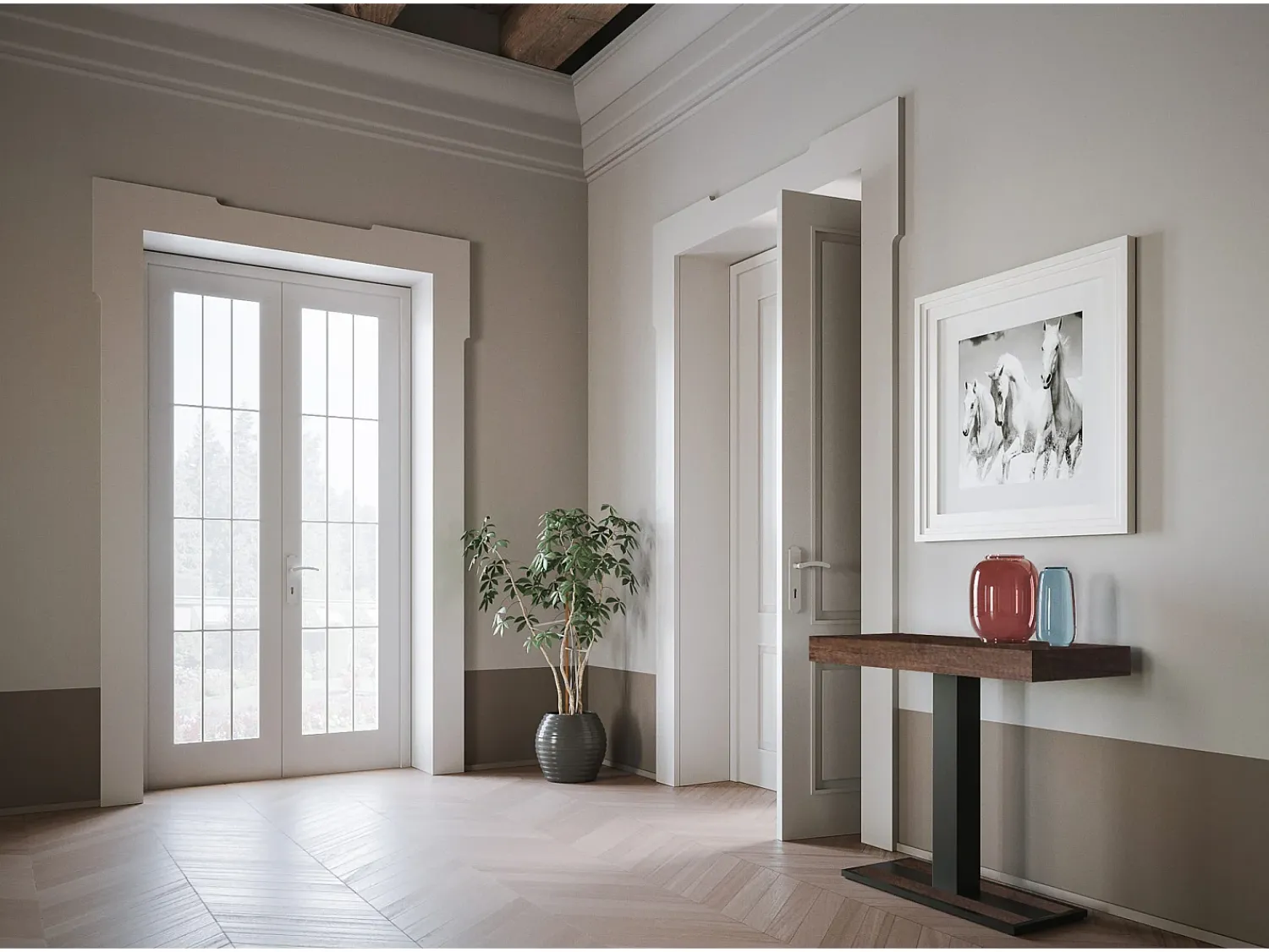 Hot ITAMOBY Mesa consola extensível 90x40/300 cm Capital Nogueira quadro Antracite Natural escuro