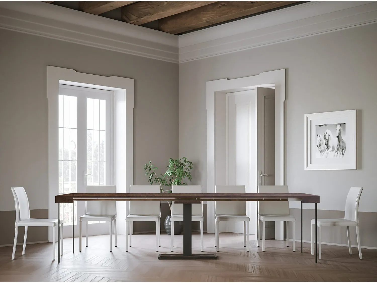 Hot ITAMOBY Mesa consola extensível 90x40/300 cm Capital Nogueira quadro Antracite Natural escuro