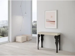 Consola*ITAMOBY Mesa consola extensível 90x40/196 cm Paxon Small Cachemira quadro Antracite Cinzento