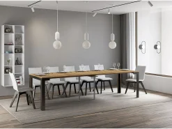 Consola*ITAMOBY Mesa consola extensível 90x40/300 cm Linea Evolution Carvalho Natural quadro Antracite Natural claro