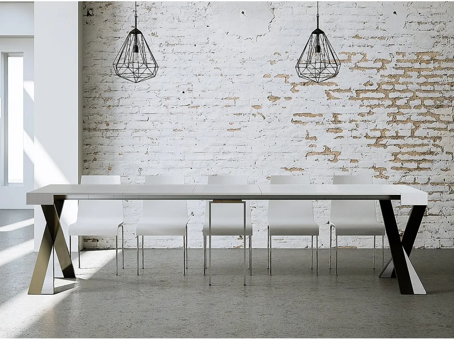 Sale ITAMOBY Mesa consola extensível 90x40/300 cm Diago Cinza Branca quadro Antracite Branco