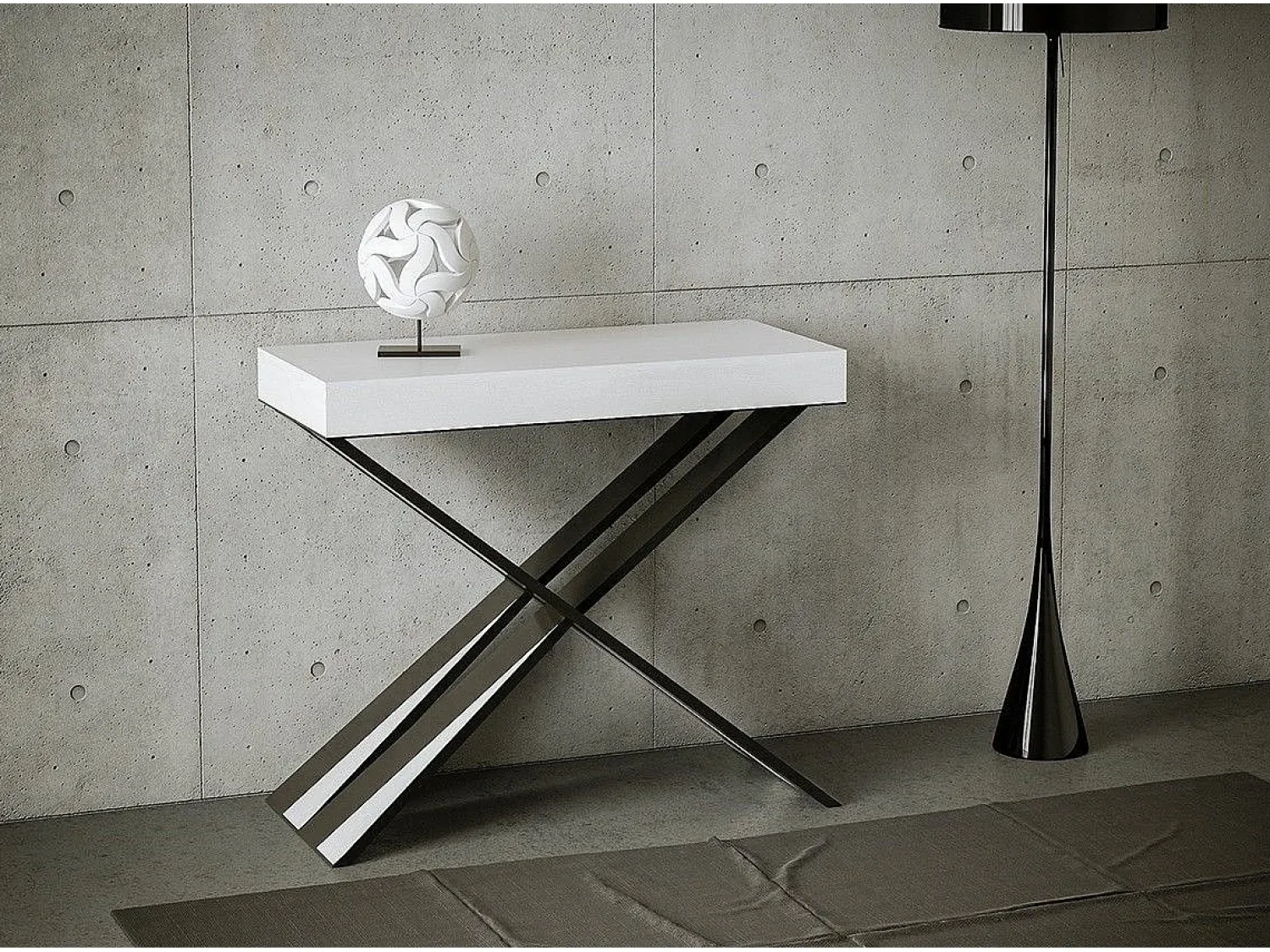 Sale ITAMOBY Mesa consola extensível 90x40/300 cm Diago Cinza Branca quadro Antracite Branco