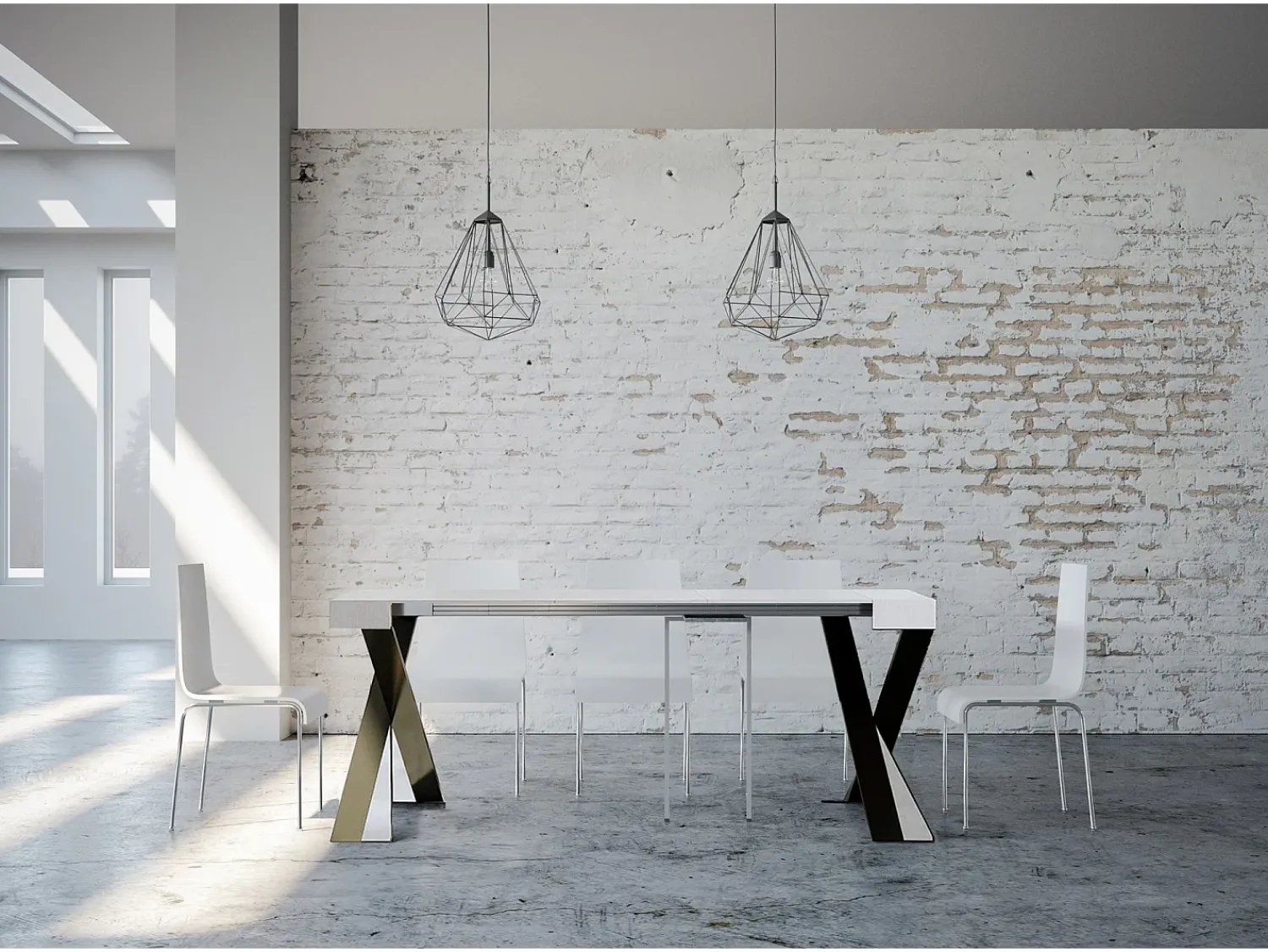 Sale ITAMOBY Mesa consola extensível 90x40/300 cm Diago Cinza Branca quadro Antracite Branco