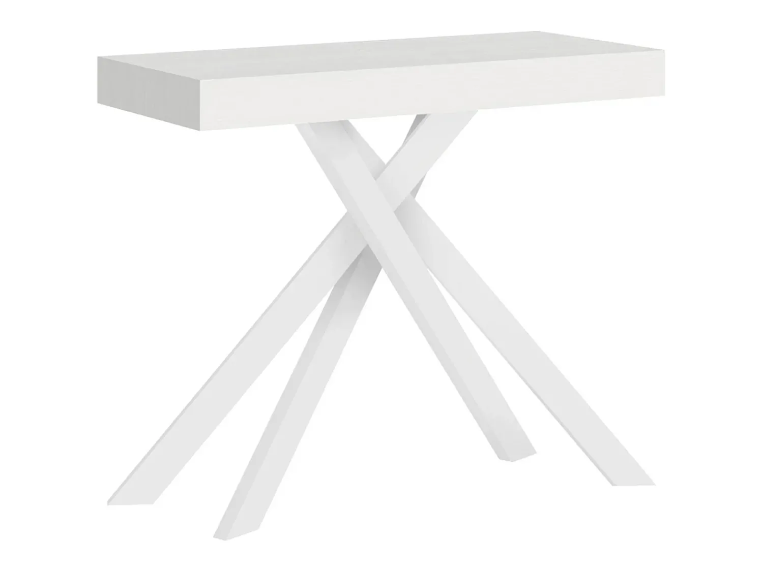 Ityhome Mesa consola extensível 90x40/196 cm Krack Small cinza branca pernas brancas Branco