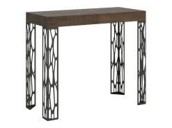 Consola|ITAMOBY Mesa consola extensível 90x40/196 cm Ghibli Small Nogueira quadro Antracite Natural escuro
