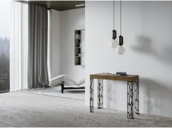 Consola|ITAMOBY Mesa consola extensível 90x40/196 cm Ghibli Small Nogueira quadro Antracite Natural escuro