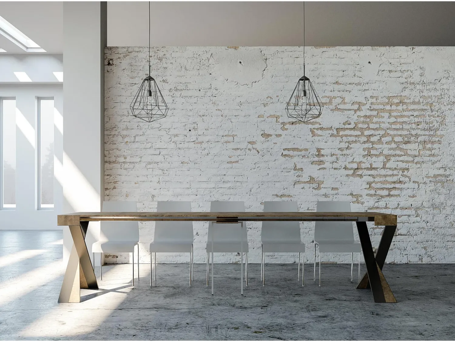 Consola|ITAMOBY Mesa consola extensível 90x40/300 cm Diago Nogueira quadro Antracite Natural escuro