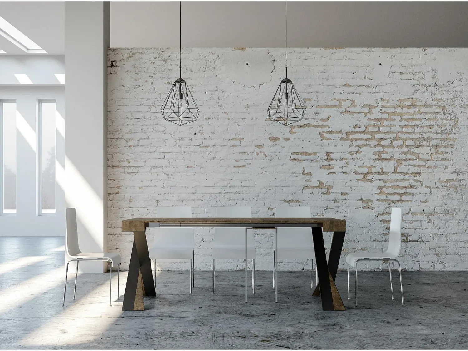 Consola|ITAMOBY Mesa consola extensível 90x40/300 cm Diago Nogueira quadro Antracite Natural escuro