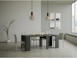 Consola*ITAMOBY Mesa consola extensível 90x48/308 cm Basic Antracite Espatulado Cinzento