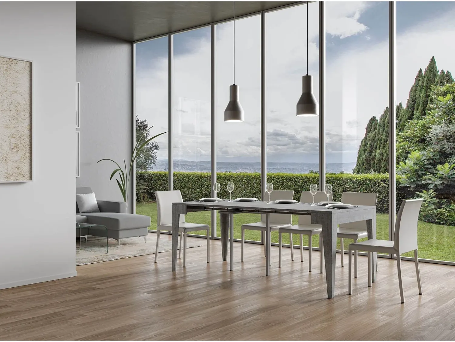 ITAMOBY Mesa consola extensível 90x42/198 cm Isotta Small Cimento^ Consola