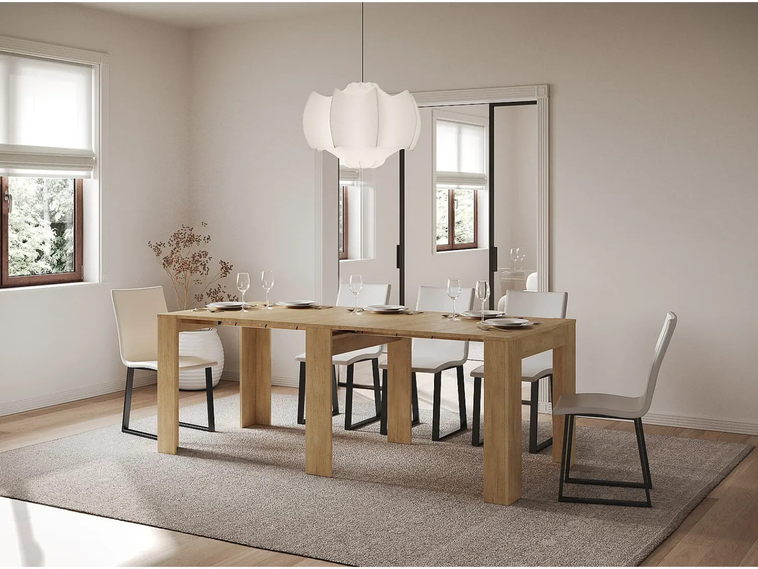 Sale ITAMOBY Mesa consola extensível 90x25/211 cm Kiba Carvalho Natural extensões internas Castanho
