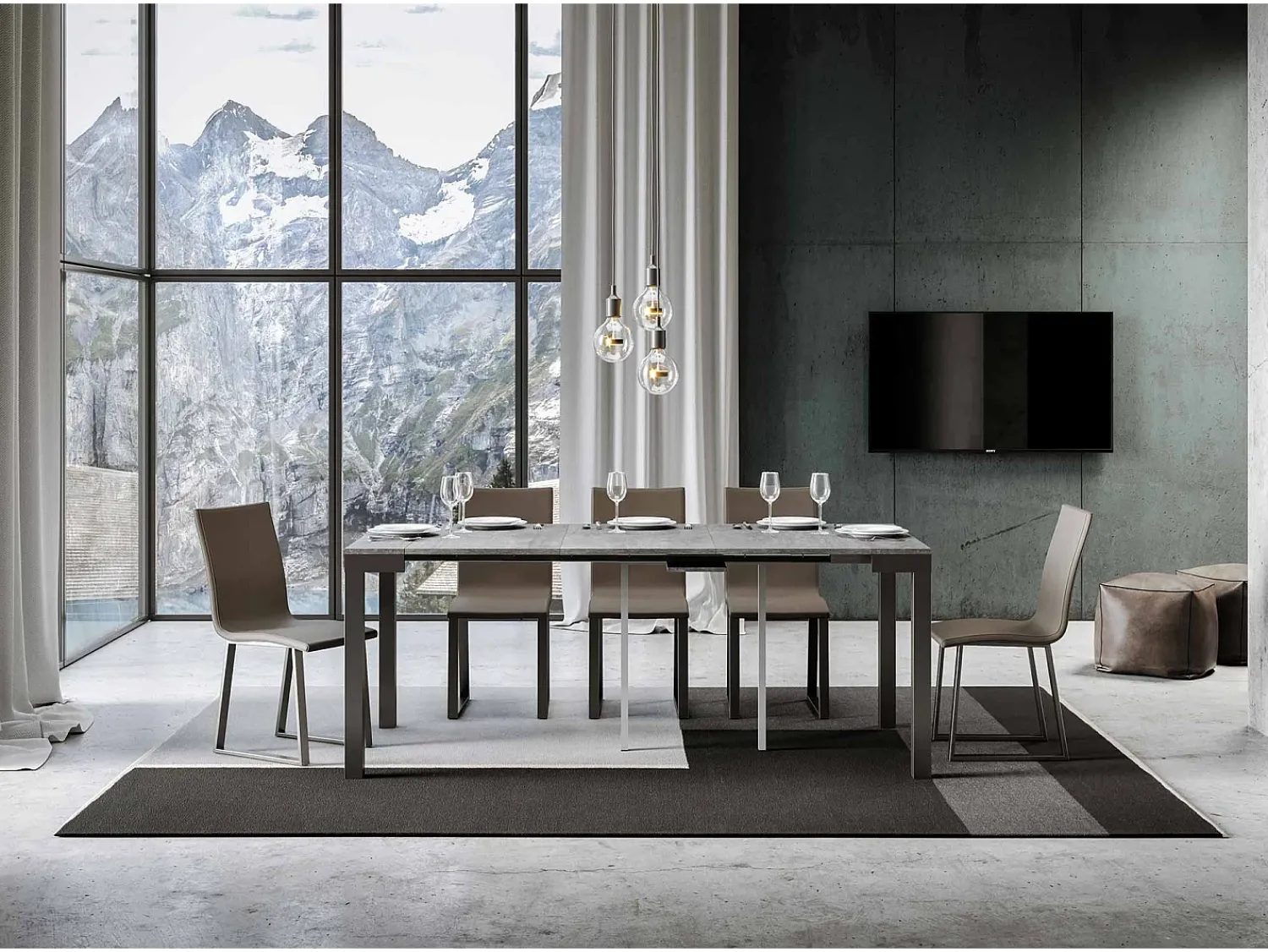 ITAMOBY Mesa consola extensível 90x40/196 cm Everyday Small Evolution Cimento quadro Antracite^ Consola