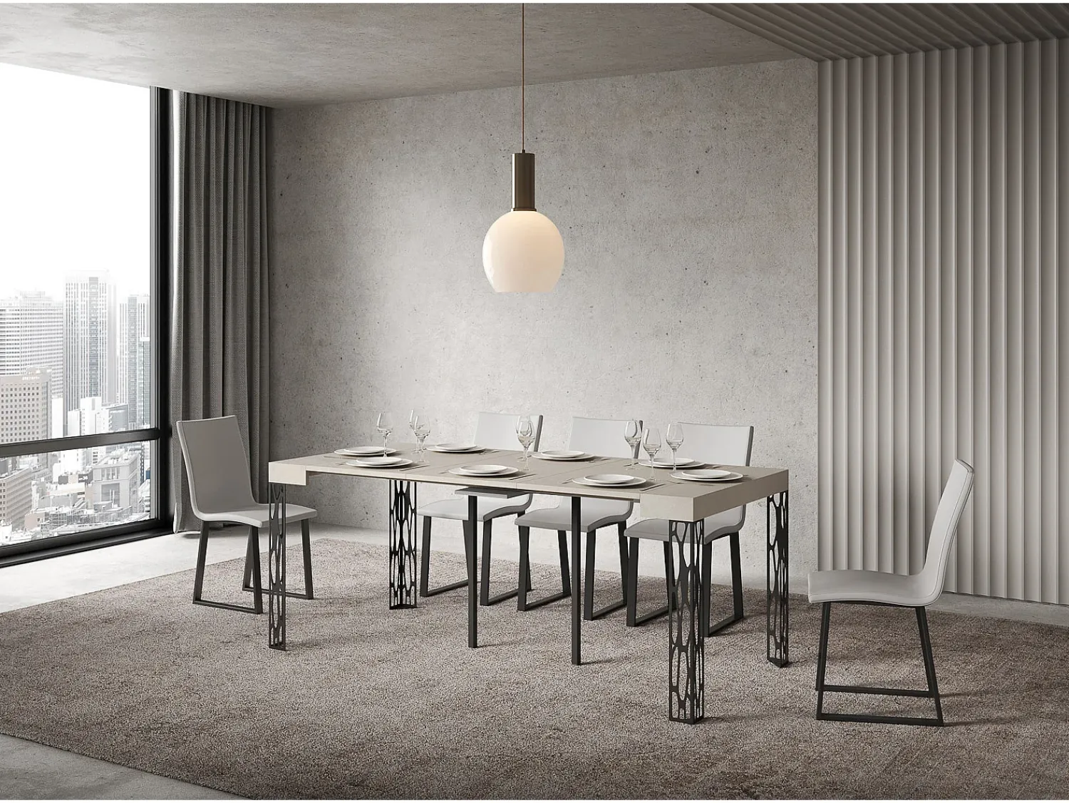 Consola*ITAMOBY Mesa consola extensível 90x40/196 cm Ghibli Small Cachemira quadro Antracite Cinzento