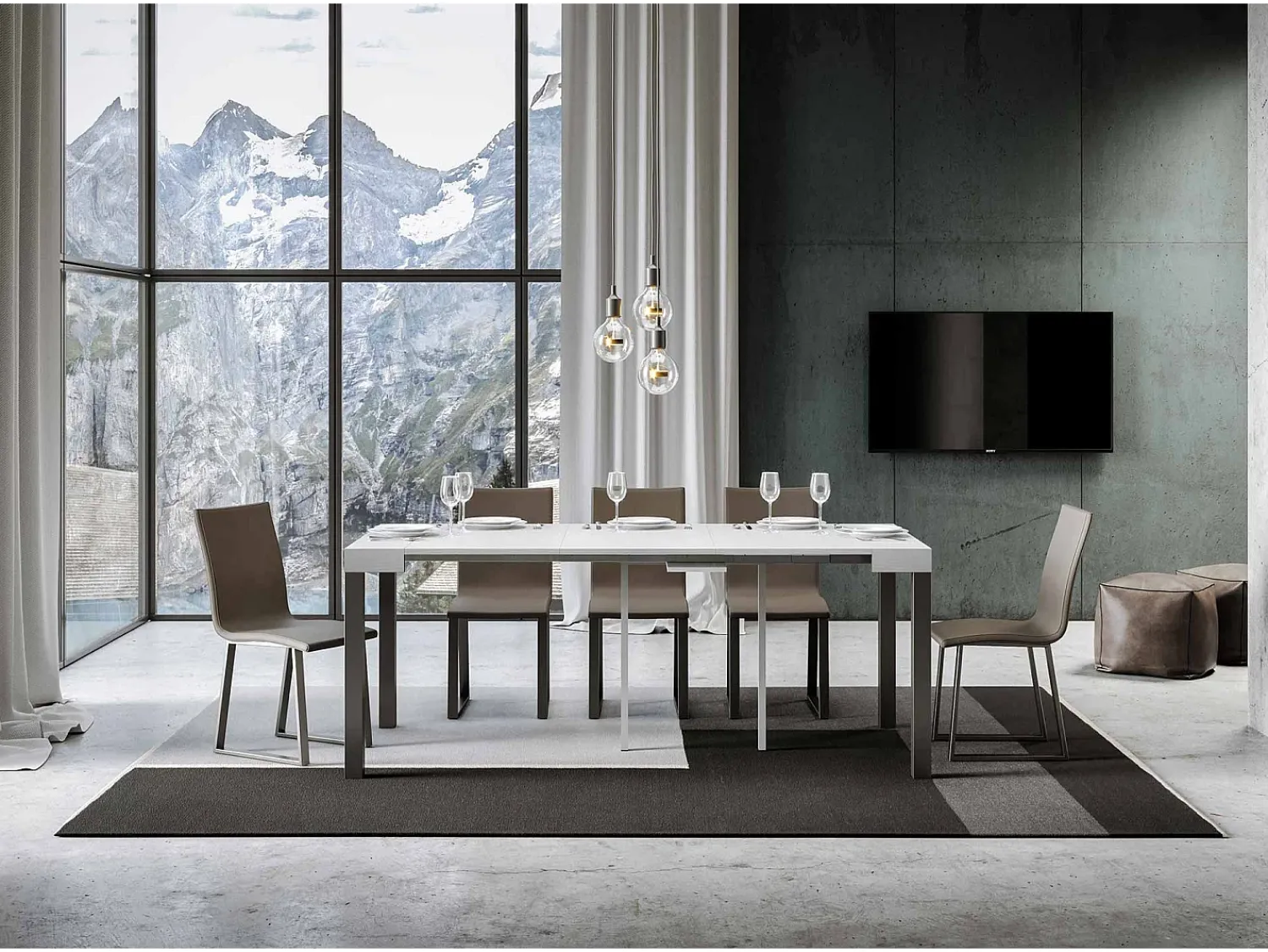 Consola*ITAMOBY Mesa consola extensível 90x40/300 cm Everyday Cinza Branca quadro Antracite Branco