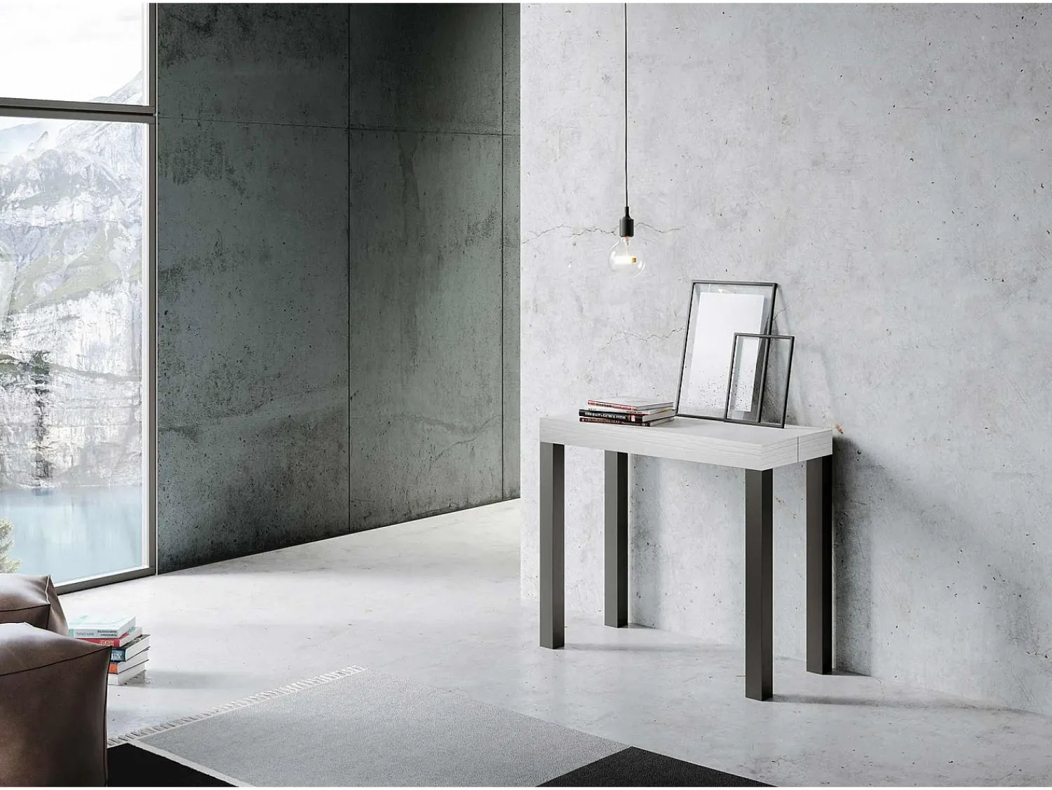 Consola*ITAMOBY Mesa consola extensível 90x40/300 cm Everyday Cinza Branca quadro Antracite Branco