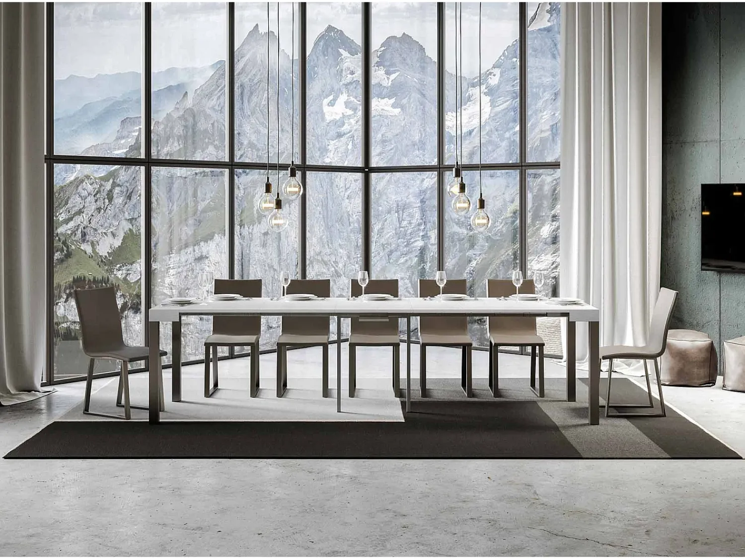 Consola*ITAMOBY Mesa consola extensível 90x40/300 cm Everyday Cinza Branca quadro Antracite Branco
