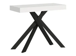 Consola|Ityhome Mesa consola extensível 90x40/196 cm Krack Small cinza branca pernas antracite Branco