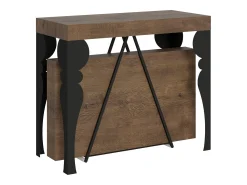Ityhome Mesa consola extensível 90x40/300 cm Riza nogueira quadro antracite^ Consola