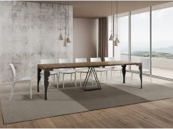 Ityhome Mesa consola extensível 90x40/300 cm Riza nogueira quadro antracite^ Consola