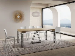 Consola*Ityhome Mesa consola extensível 90x40/196 cm Kerpa Small carvalho natural quadro antracite Castanho