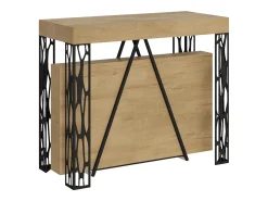 Consola*Ityhome Mesa consola extensível 90x40/196 cm Kerpa Small carvalho natural quadro antracite Castanho