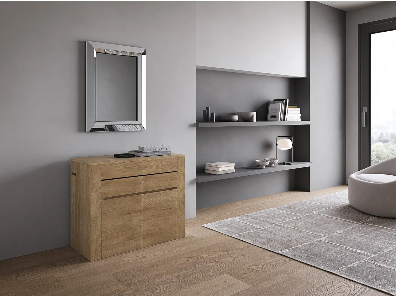 Sale ITAMOBY Mesa consola extensível 90x42/302 cm Evolve Carvalho Natural extensões internas com banco inferior e superior Castanho