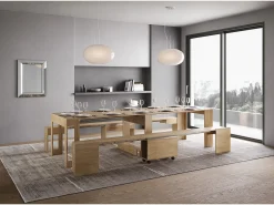 Sale ITAMOBY Mesa consola extensível 90x42/302 cm Evolve Carvalho Natural extensões internas com banco inferior e superior Castanho