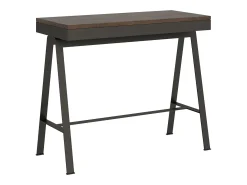 Consola*ITAMOBY Mesa consola extensível 90x40/196 cm Banco Evolution Small Nogueira quadro Antracite Natural escuro
