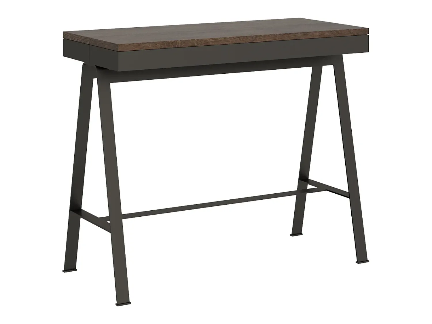 Consola*ITAMOBY Mesa consola extensível 90x40/196 cm Banco Evolution Small Nogueira quadro Antracite Natural escuro