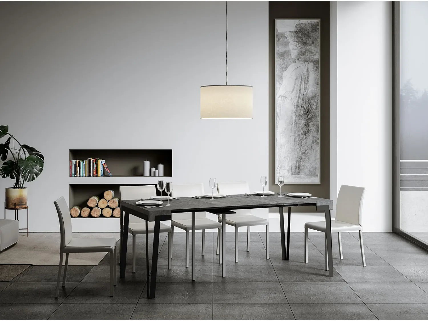New ITAMOBY Mesa consola extensível 90x40/196 cm Rio Small Cimento quadro Ferrugem Cinzento