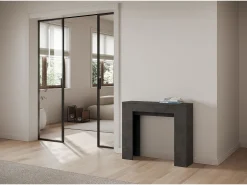 Outlet ITAMOBY Mesa consola extensível 90x25/181 cm Slick Antracite Espatulado Cinzento