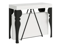 Consola|Ityhome Mesa consola extensível 90x40/196 cm Riza Small cinza branca quadro antracite Branco