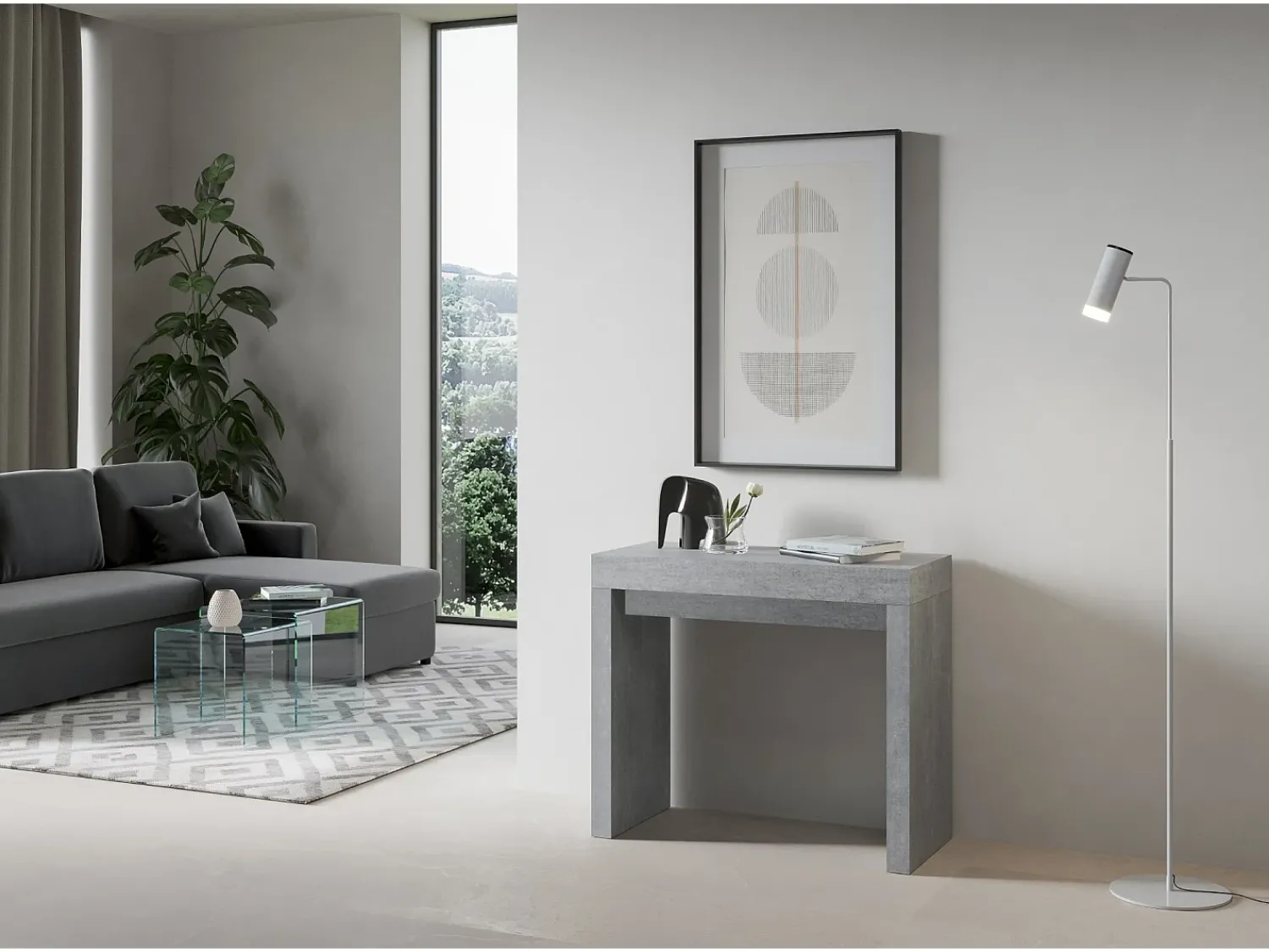 Consola|ITAMOBY Mesa consola extensível 90x40/300 cm Roxell Cimento Cinzento