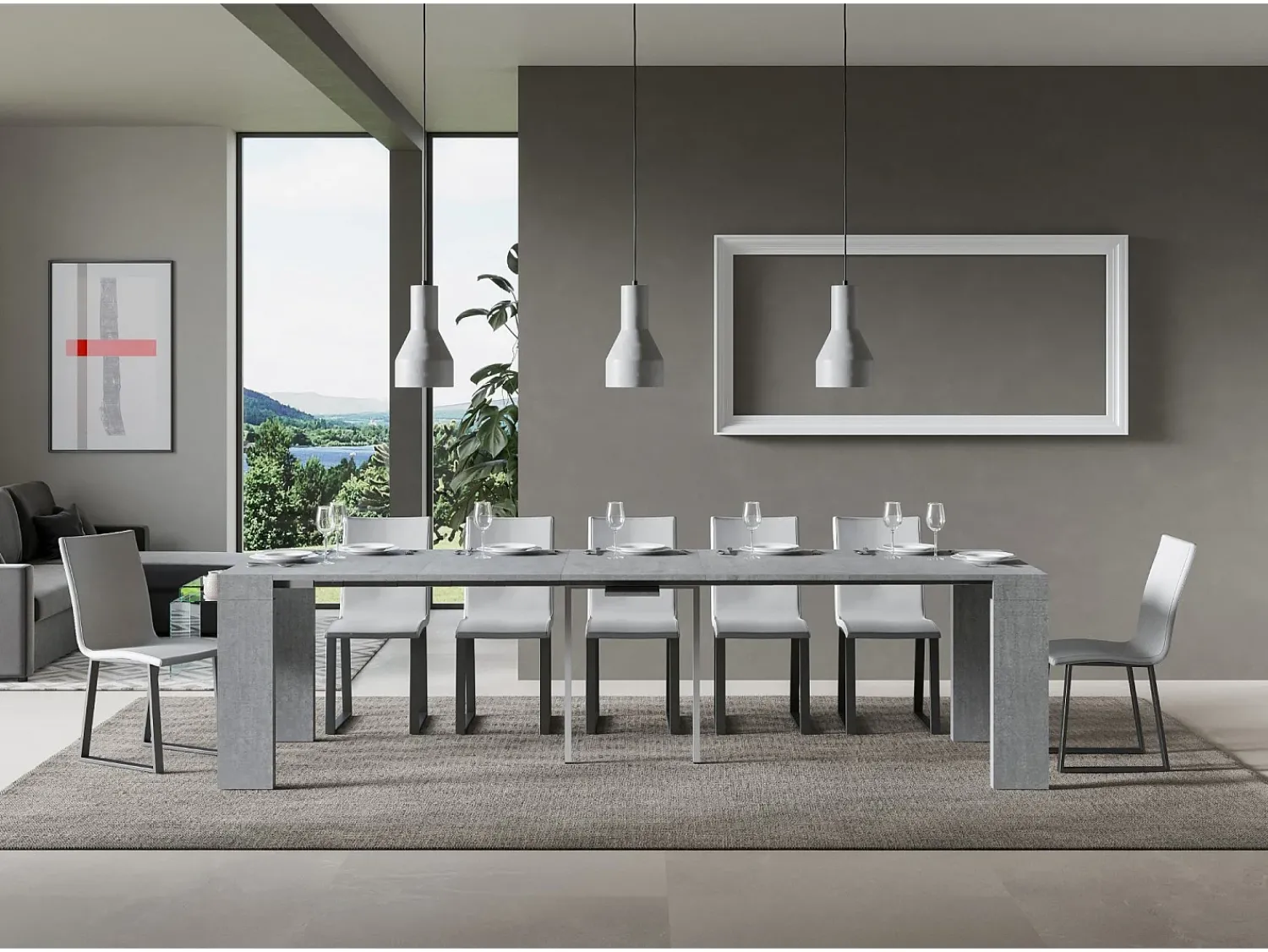 Consola|ITAMOBY Mesa consola extensível 90x40/300 cm Roxell Cimento Cinzento