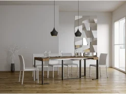 Consola*ITAMOBY Mesa consola extensível 90x40/300 cm Futura Nogueira quadro Antracite Natural escuro