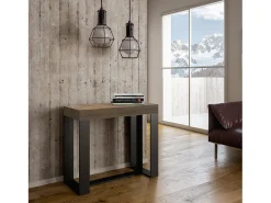Consola*ITAMOBY Mesa consola extensível 90x40/300 cm Futura Nogueira quadro Antracite Natural escuro